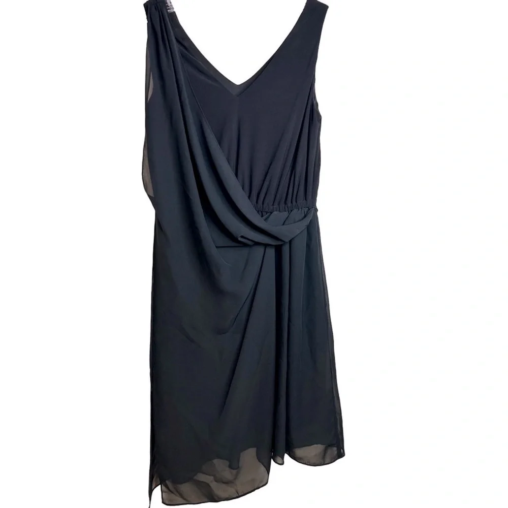 Adrianna Papell Asymmetrical Draped Flowing Dress in Black Size S - Picture 8 of 15